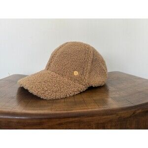Vince Camuto Sherpa Baseball Cap Tan Brown Fleece Adjustable Hat Womens